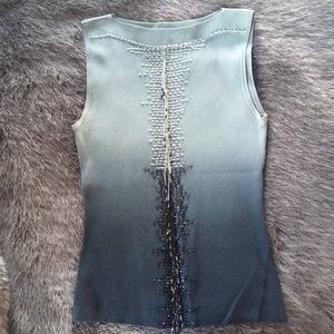 Gorgeous Ombré Sleeveless Top with Beaded Fringes